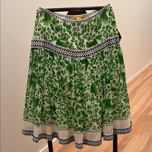 Catherine Malandrino Green and Black A-Line Skirt